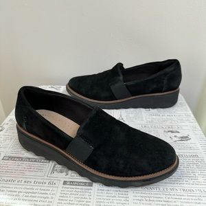 Clarks Collection Sharon Loafers Wedge Slip On Shoes Leather Suede 8 M